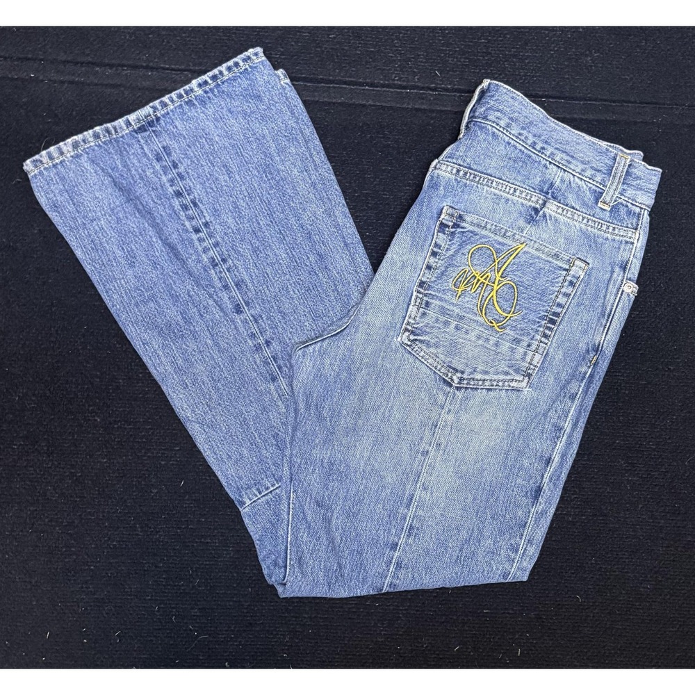 Alexander McQueen Vintage Y2K Flare Bootcut Jeans AMQ Embroidered Italy IT 43